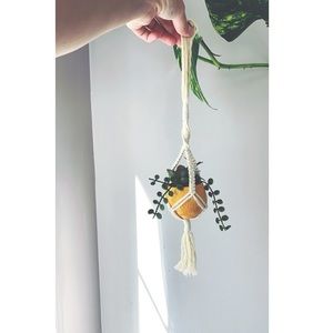 Handmade Mini Macrame Rearview Mirror Plant Hanger
